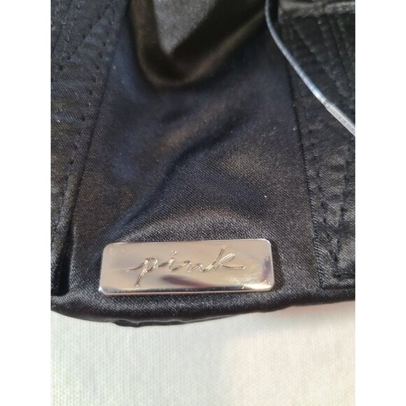 Victoria’s Secret PINK Black Crossbody Bag Satin Drawstring Mini Purse - Picture 3 of 5